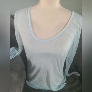 Cotton/Poly sheer, long sleeve, scoop neck t-shirt